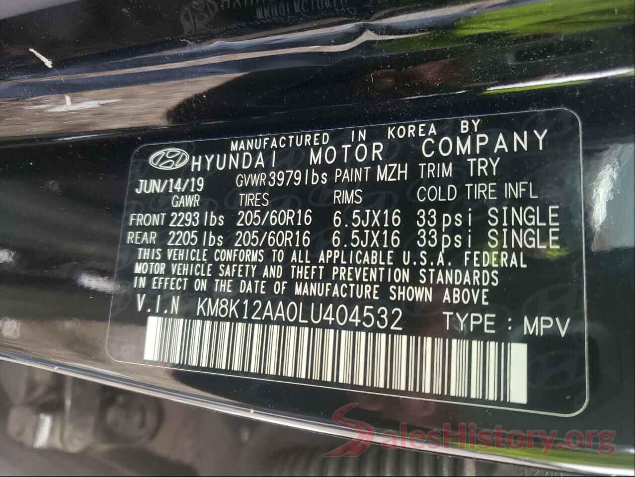 KM8K12AA0LU404532 2020 HYUNDAI KONA