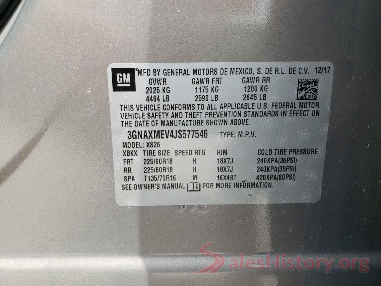 3GNAXMEV4JS577546 2018 CHEVROLET EQUINOX