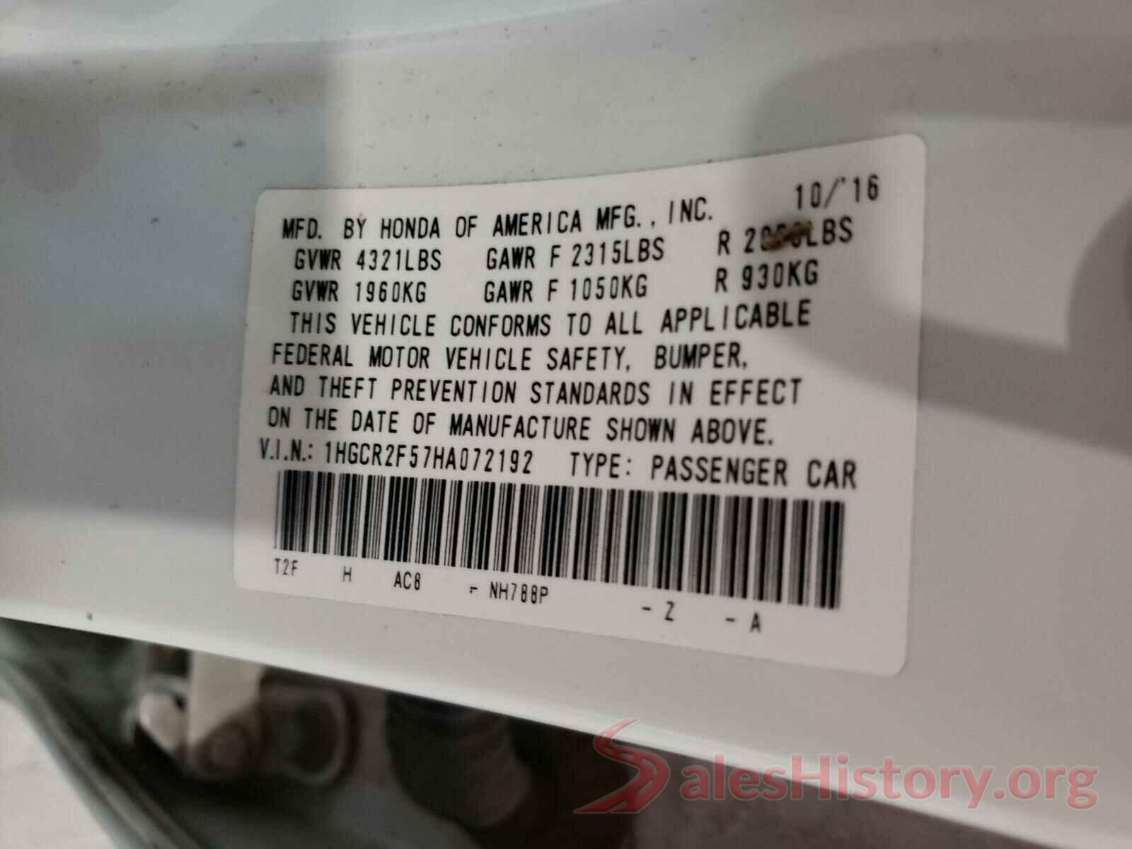 1HGCR2F57HA072192 2017 HONDA ACCORD