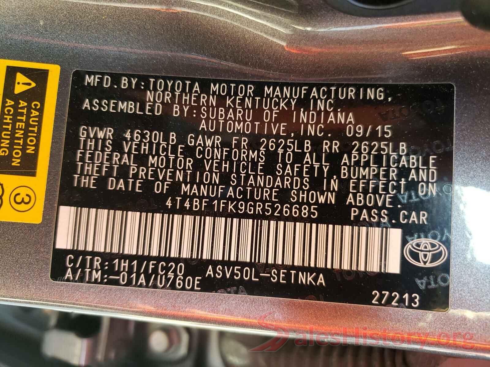 4T4BF1FK9GR526685 2016 TOYOTA CAMRY