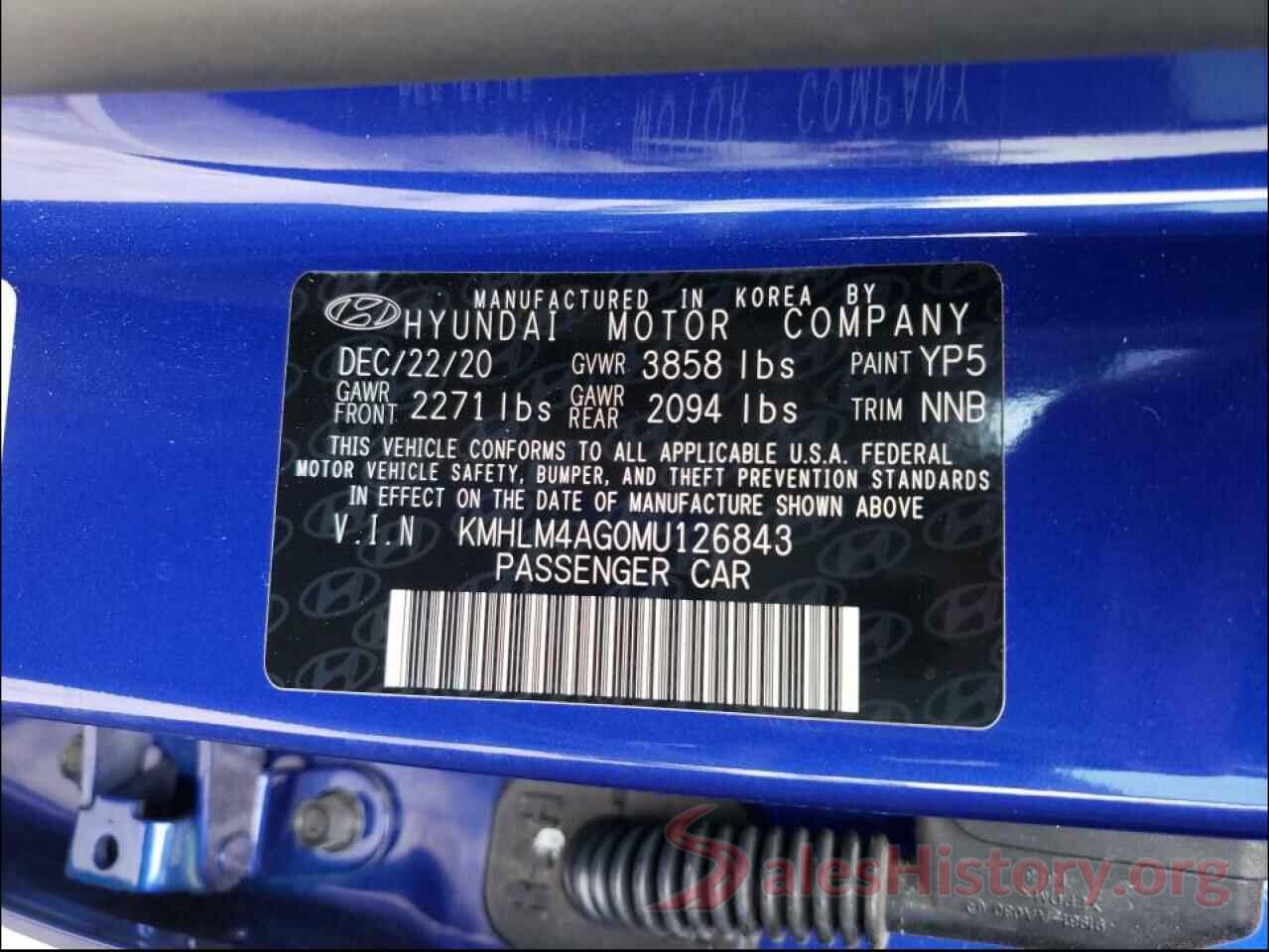 KMHLM4AG0MU126843 2021 HYUNDAI ELANTRA