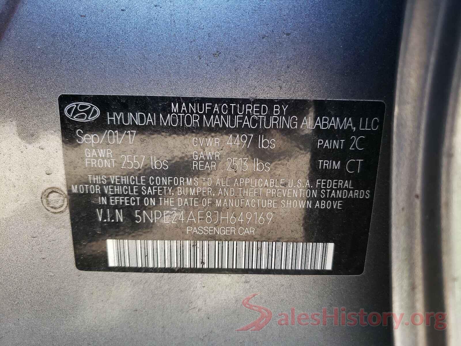 5NPE24AF8JH649169 2018 HYUNDAI SONATA