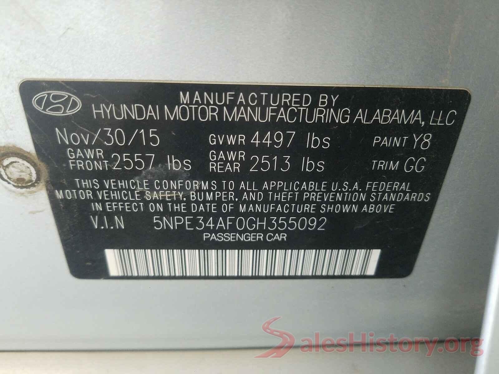 5NPE34AF0GH355092 2016 HYUNDAI SONATA