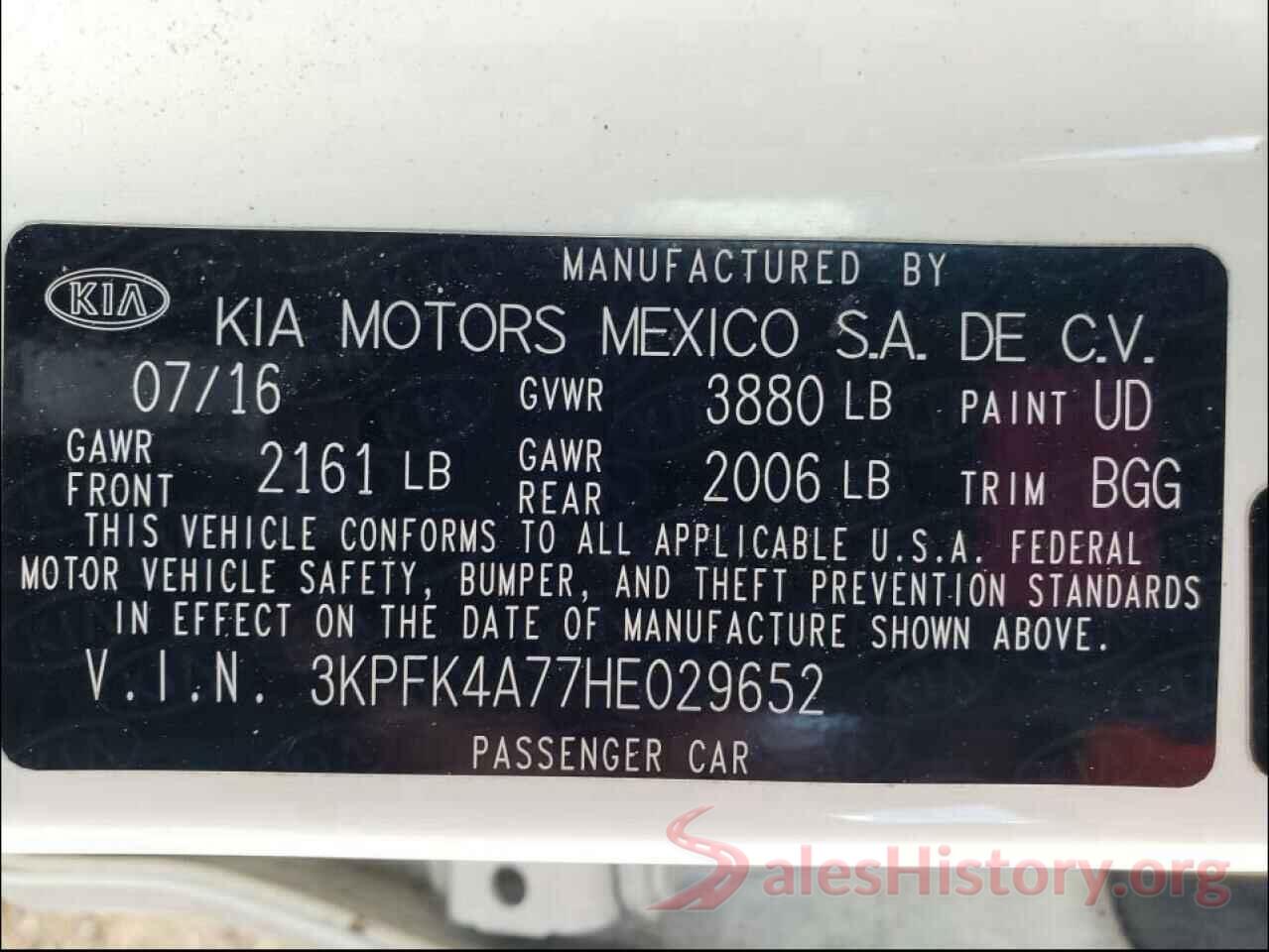 3KPFK4A77HE029652 2017 KIA FORTE