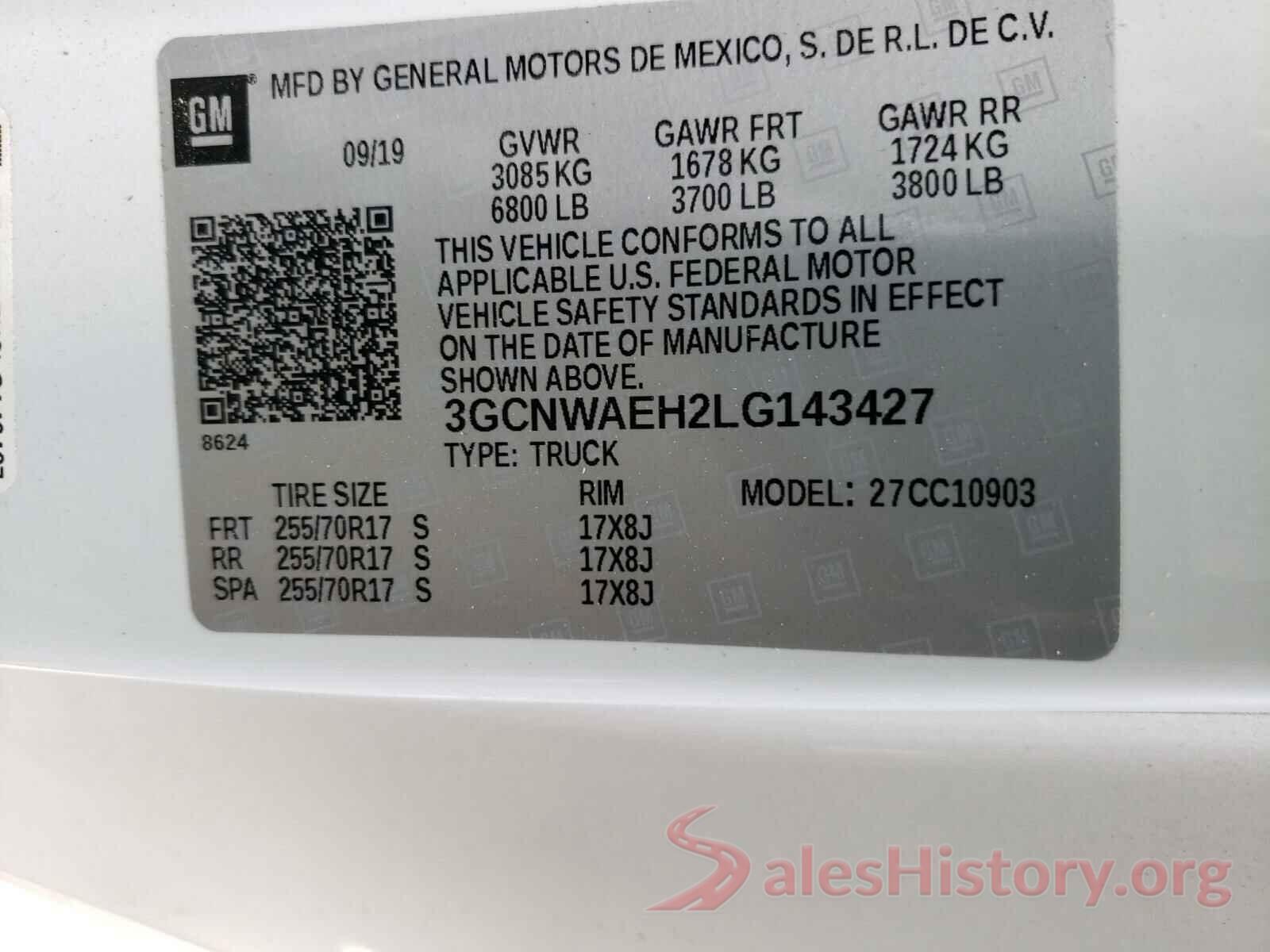 3GCNWAEH2LG143427 2020 CHEVROLET SILVERADO