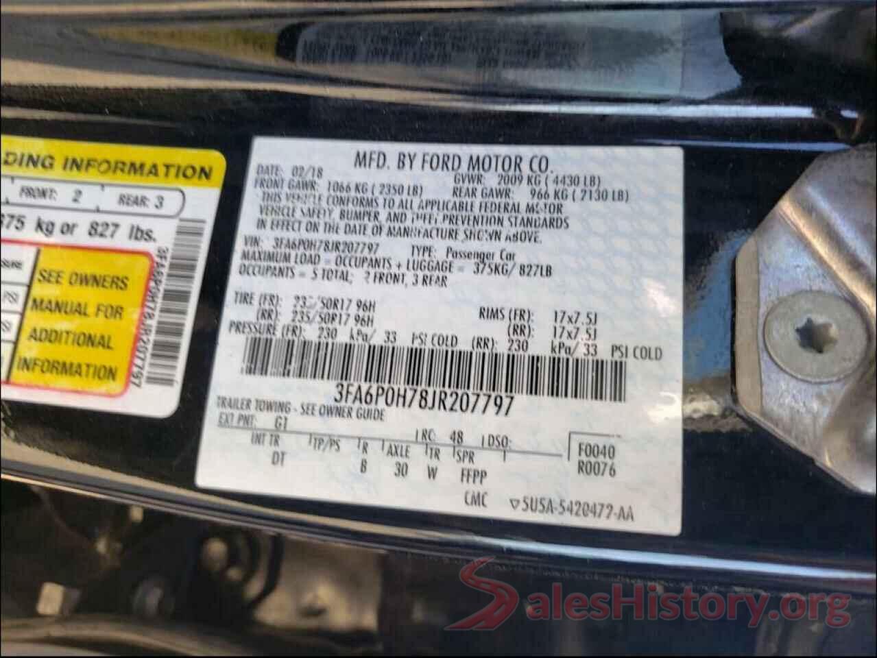 3FA6P0H78JR207797 2018 FORD FUSION