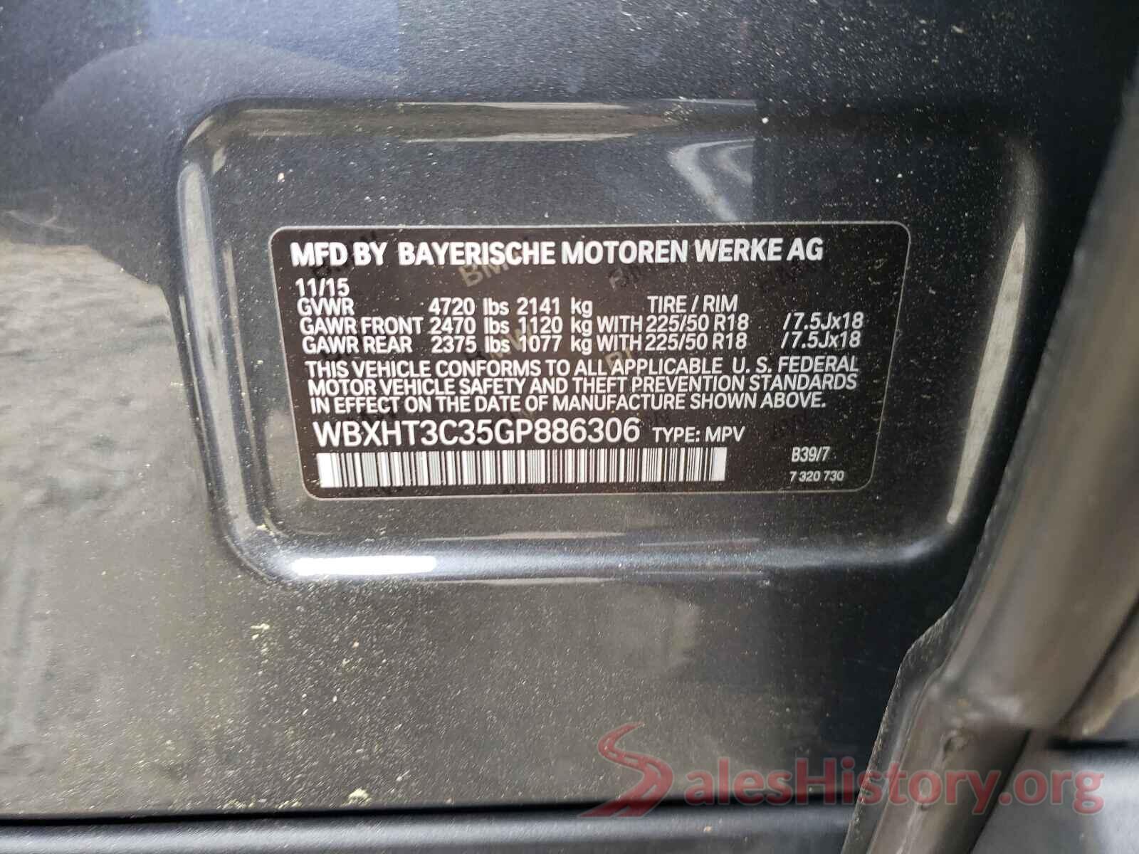 WBXHT3C35GP886306 2016 BMW X1