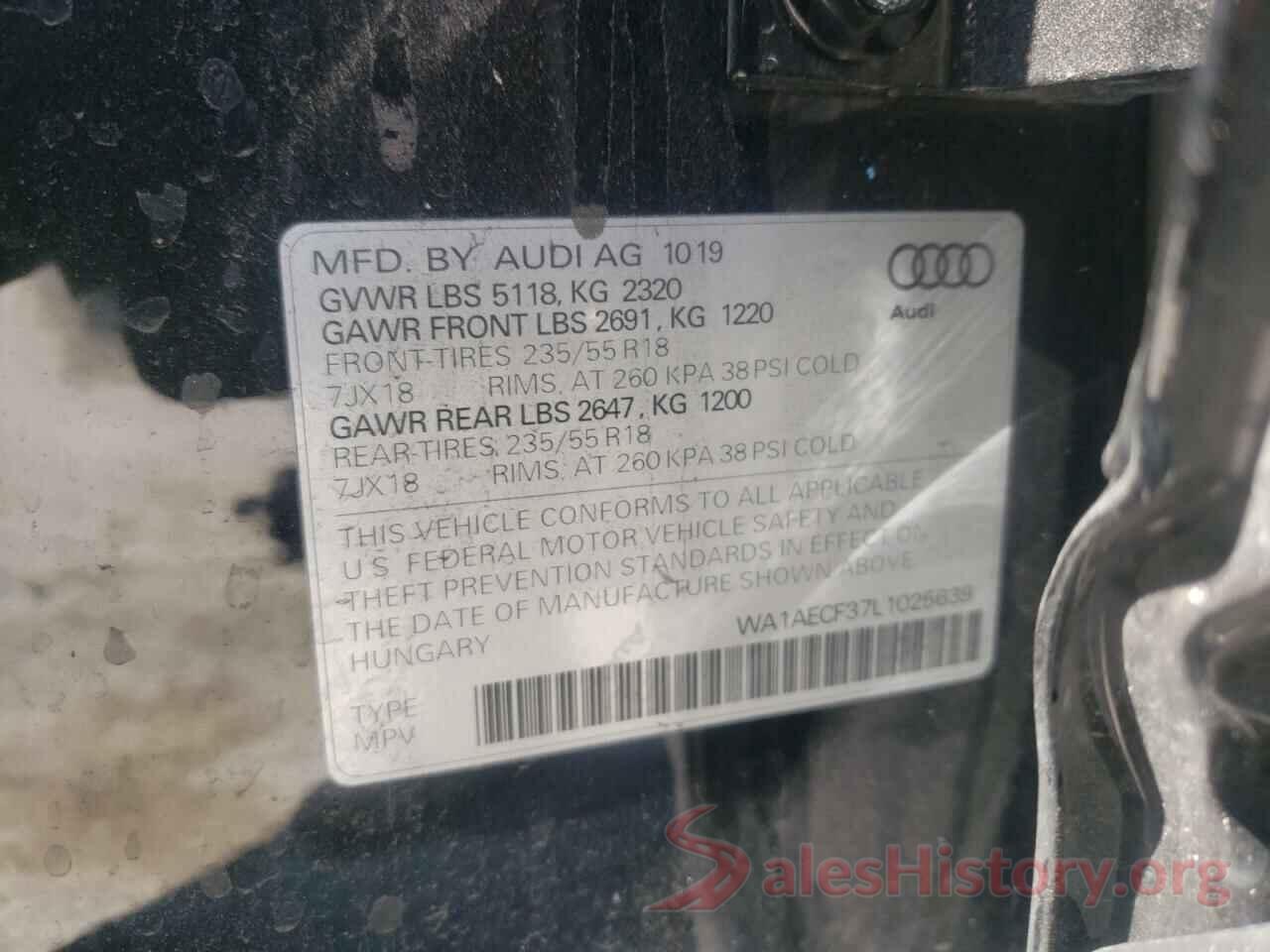 WA1AECF37L1025639 2020 AUDI Q3