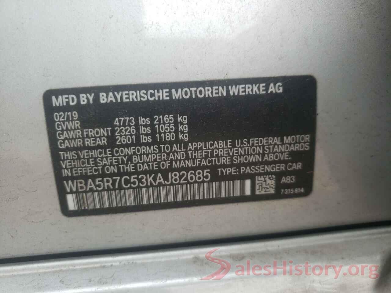 WBA5R7C53KAJ82685 2019 BMW 3 SERIES