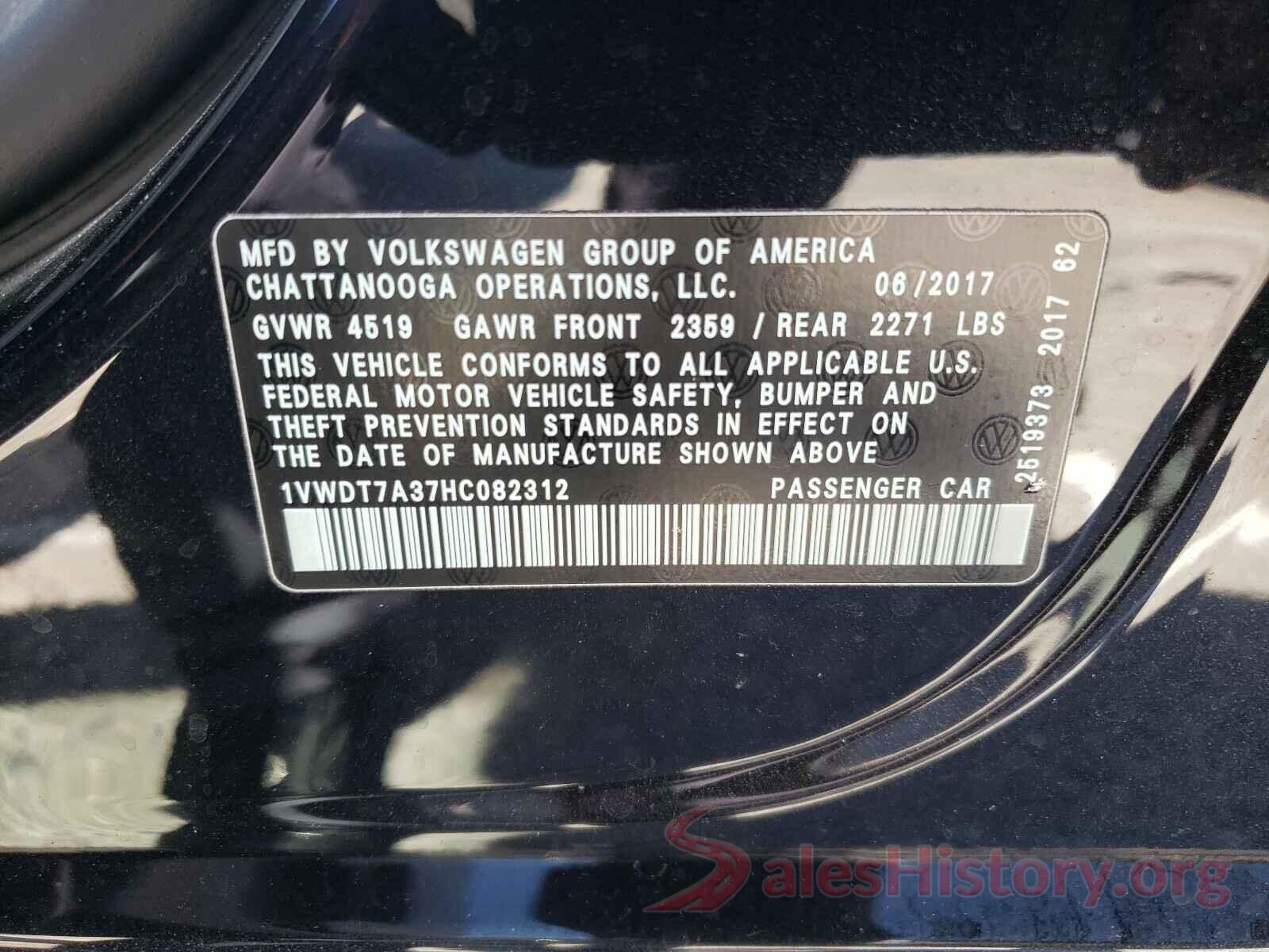 1VWDT7A37HC082312 2017 VOLKSWAGEN PASSAT