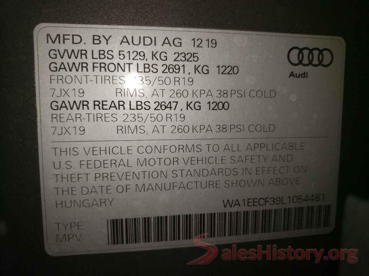 WA1EECF39L1054481 2020 AUDI Q3