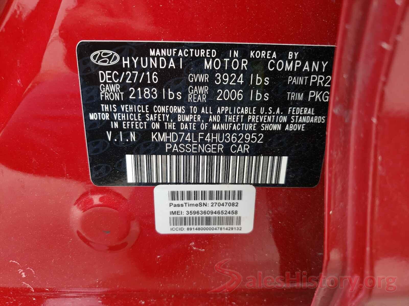 KMHD74LF4HU362952 2017 HYUNDAI ELANTRA