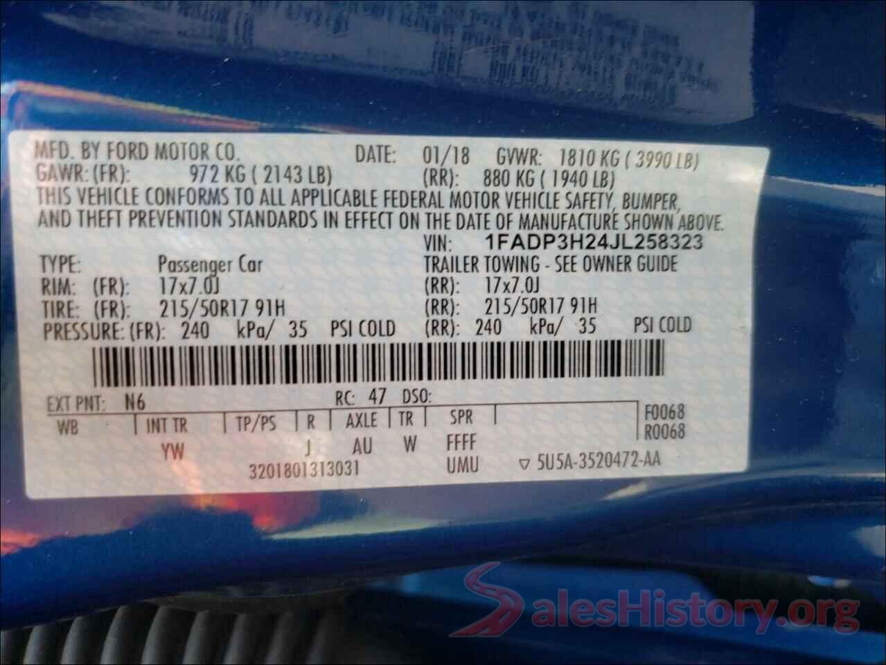 1FADP3H24JL258323 2018 FORD FOCUS