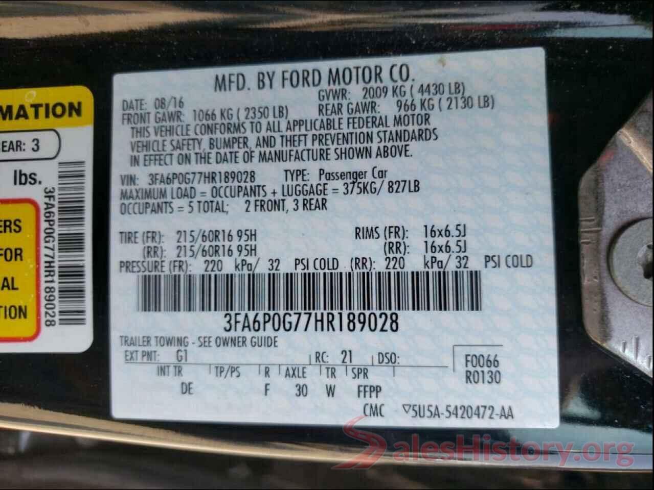 3FA6P0G77HR189028 2017 FORD FUSION