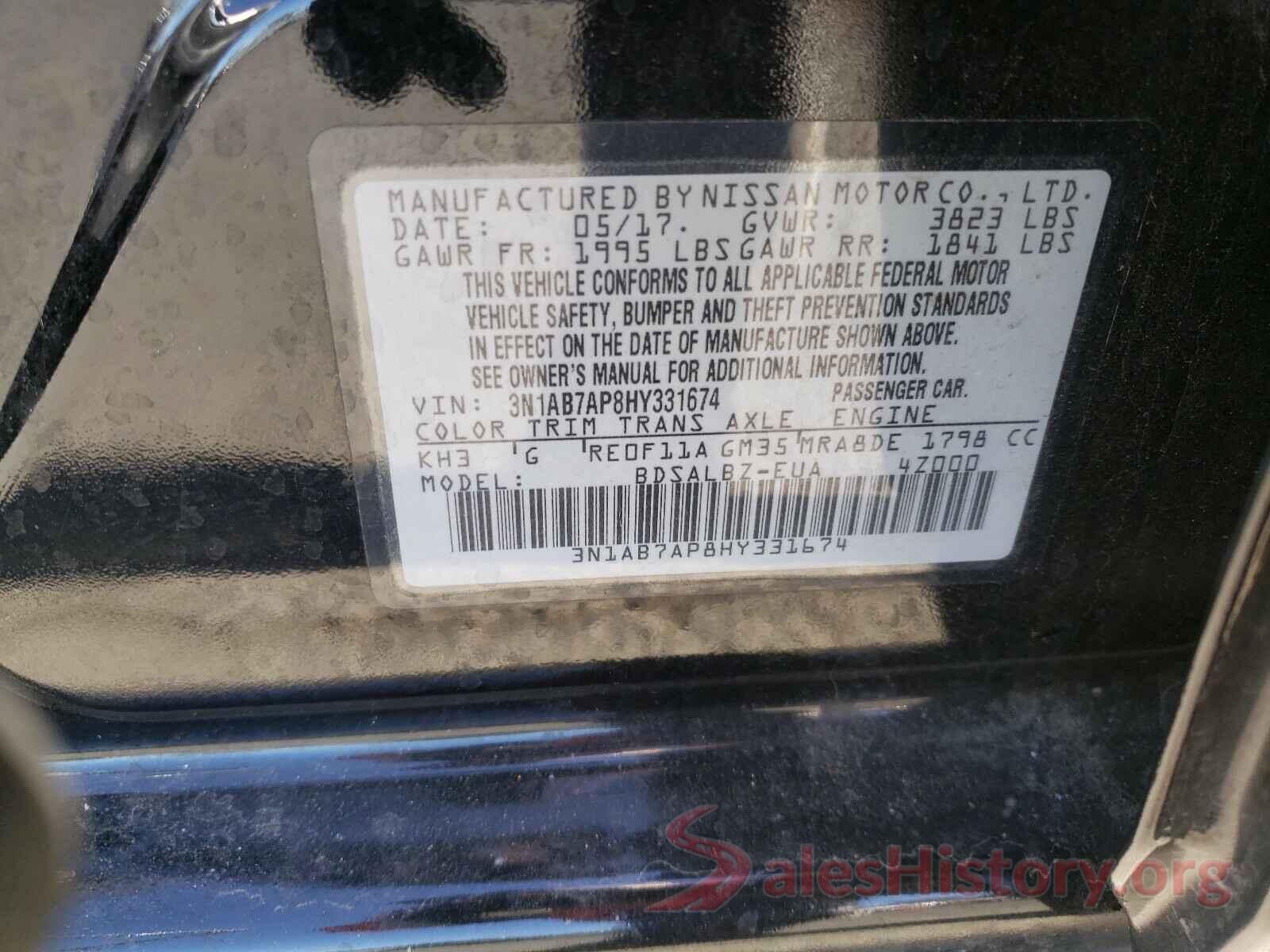 3N1AB7AP8HY331674 2017 NISSAN SENTRA