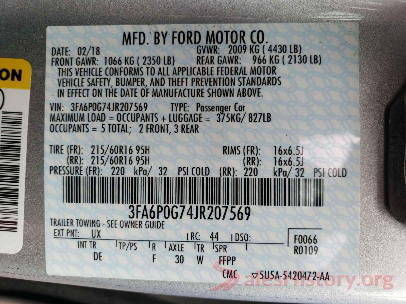 3FA6P0G74JR207569 2018 FORD FUSION