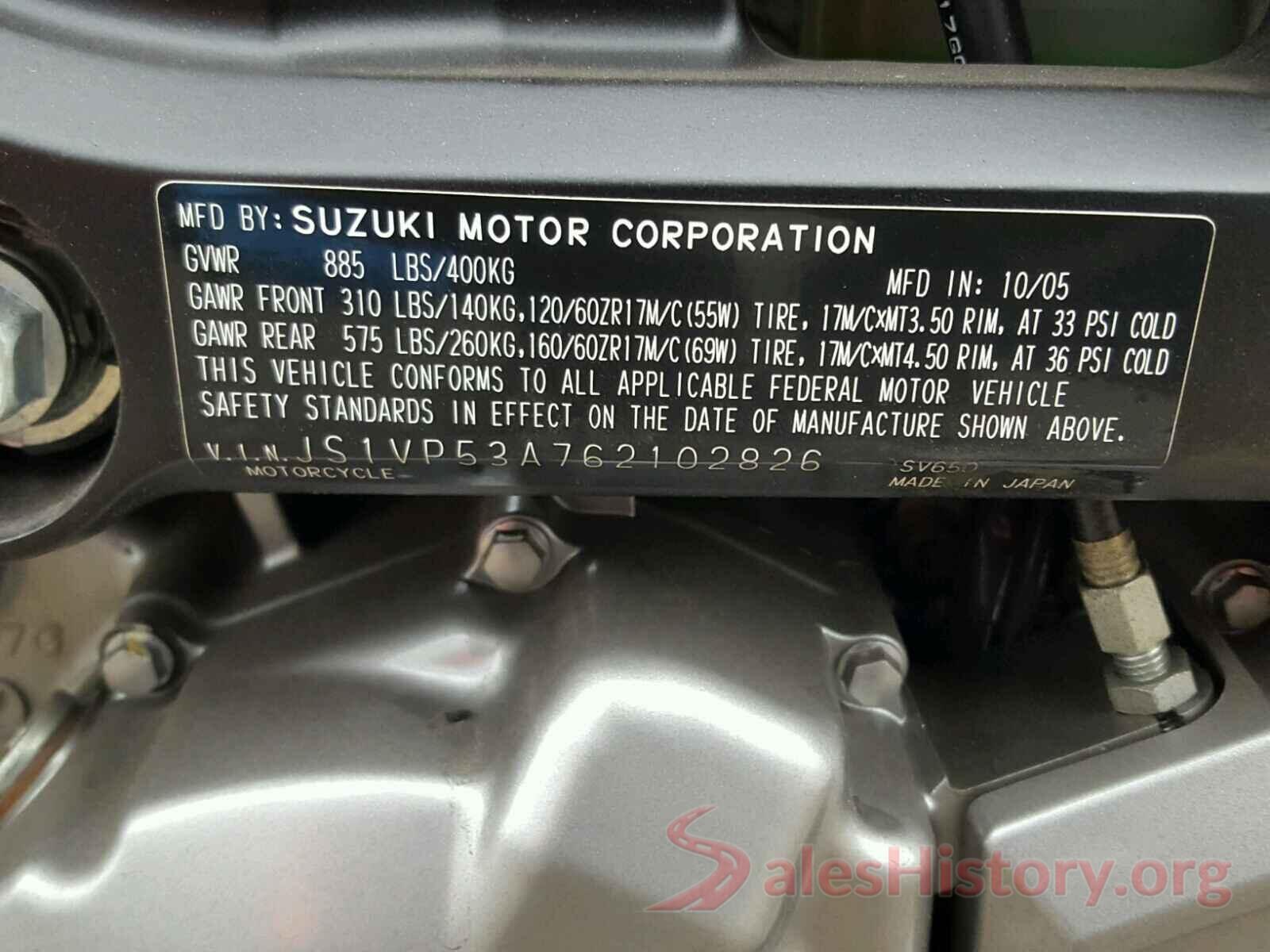 JS1VP53A762102826 2006 SUZUKI SV650