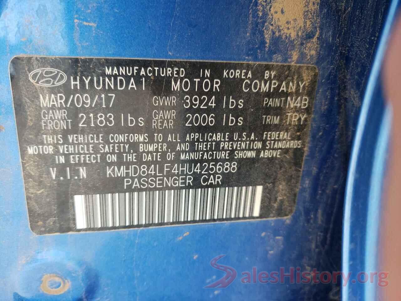 KMHD84LF4HU425688 2017 HYUNDAI ELANTRA