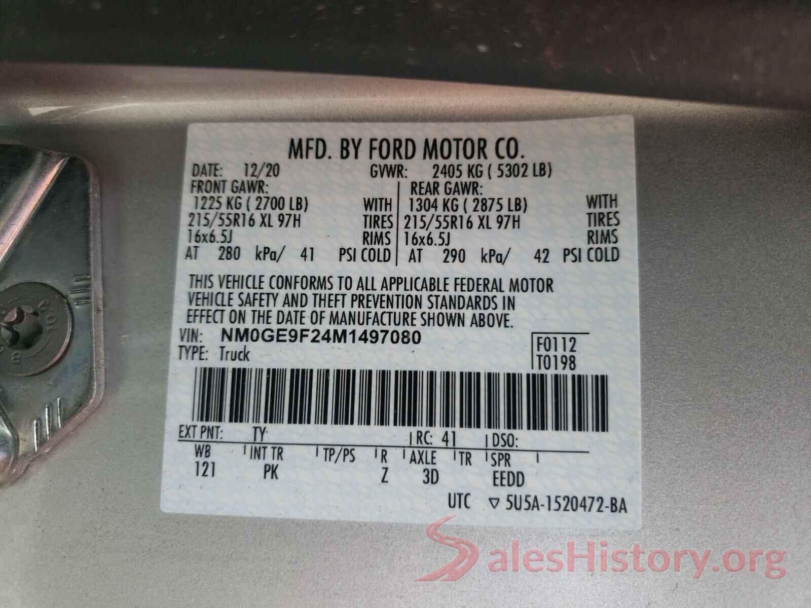 NM0GE9F24M1497080 2021 FORD TRANSIT CO