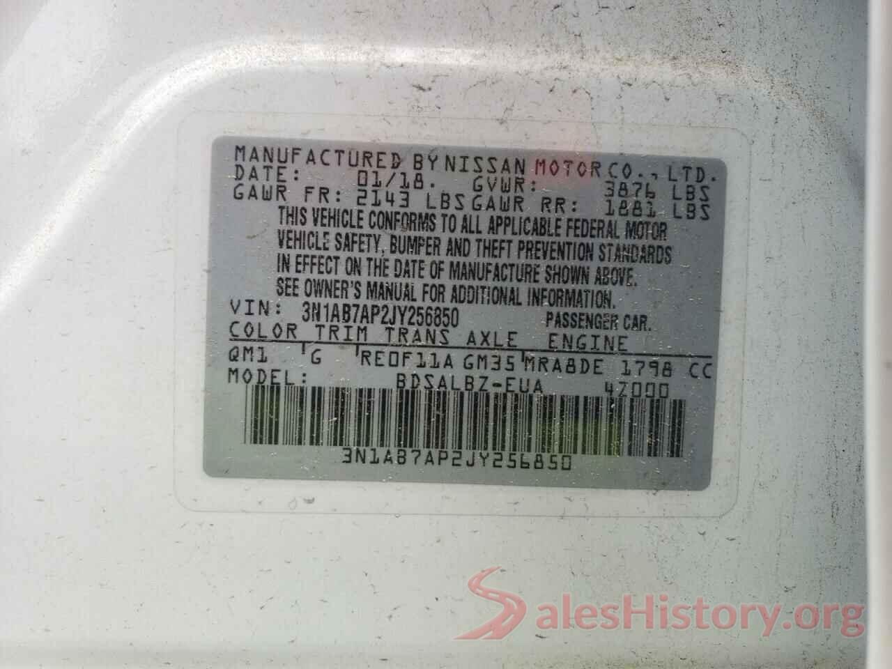 3N1AB7AP2JY256850 2018 NISSAN SENTRA