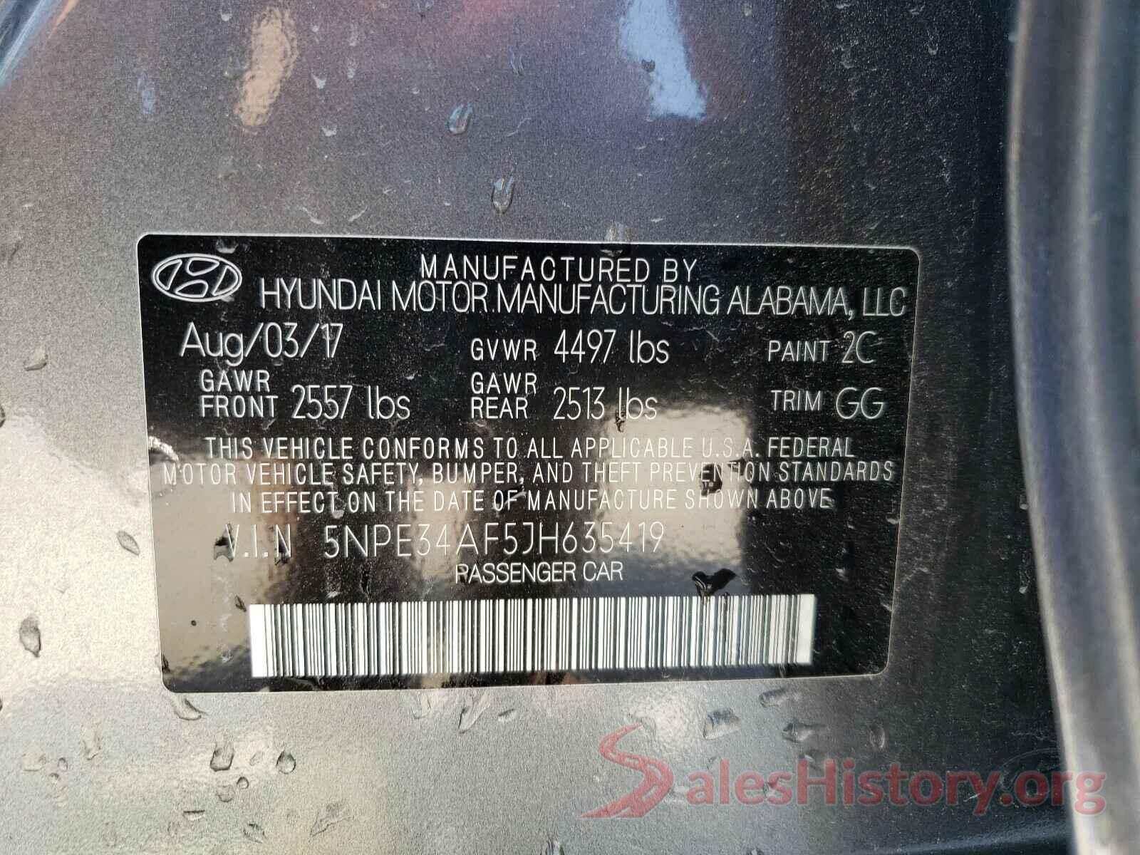 5NPE34AF5JH635419 2018 HYUNDAI SONATA