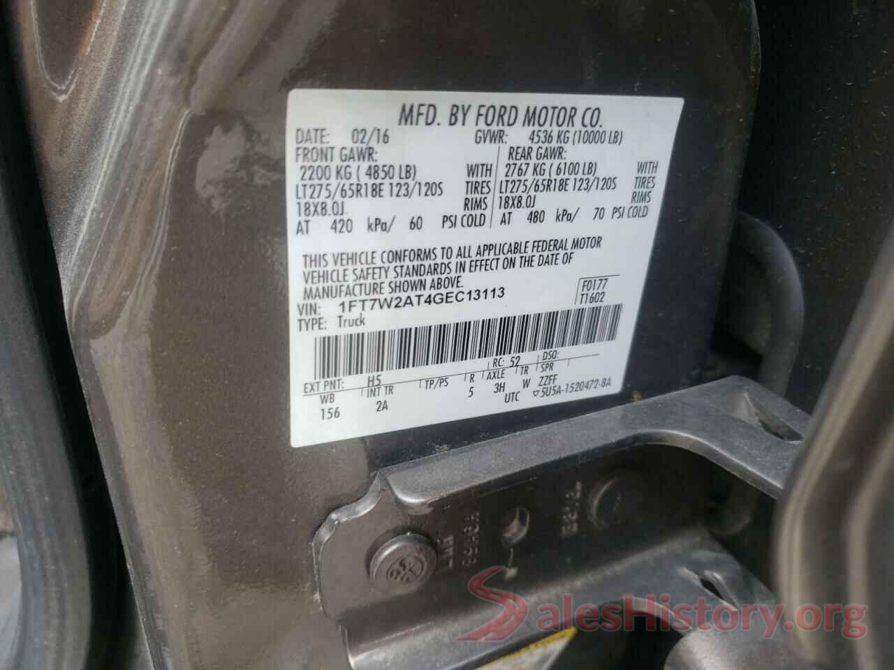 1FT7W2AT4GEC13113 2016 FORD F250