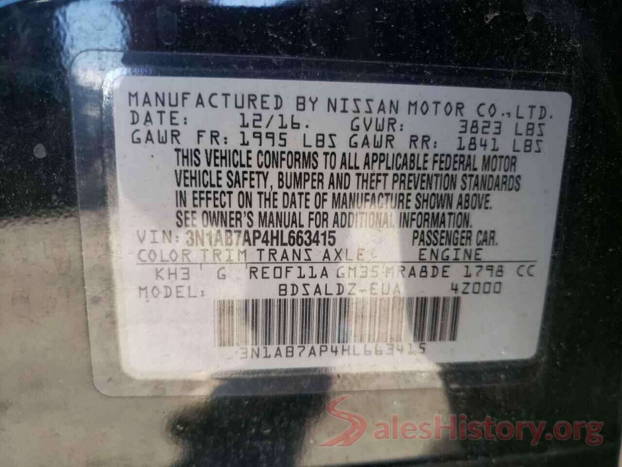 3N1AB7AP4HL663415 2017 NISSAN SENTRA