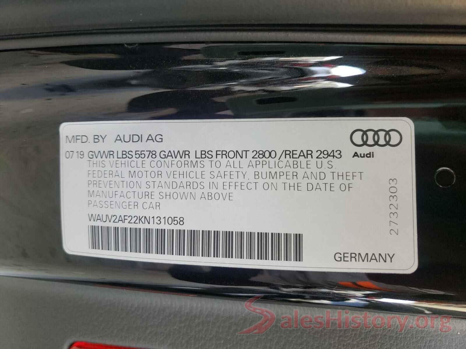 WAUV2AF22KN131058 2019 AUDI A7