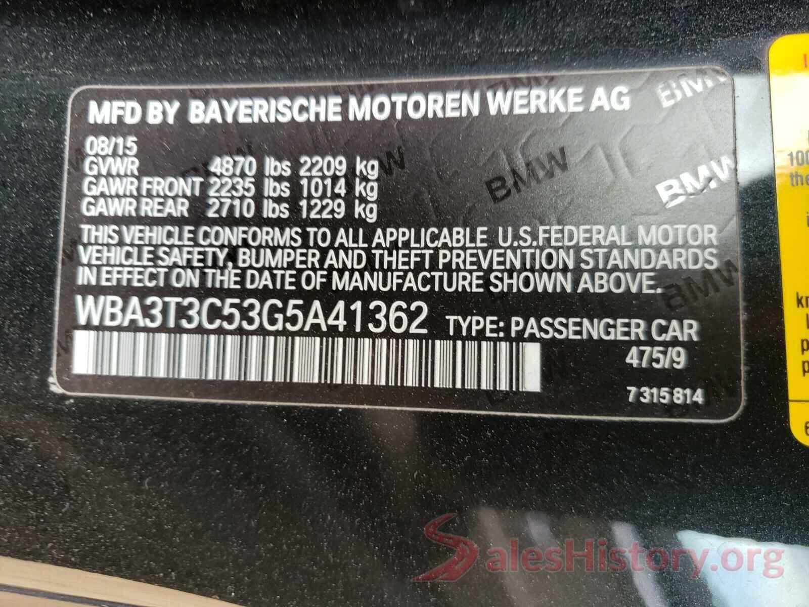 WBA3T3C53G5A41362 2016 BMW 4 SERIES