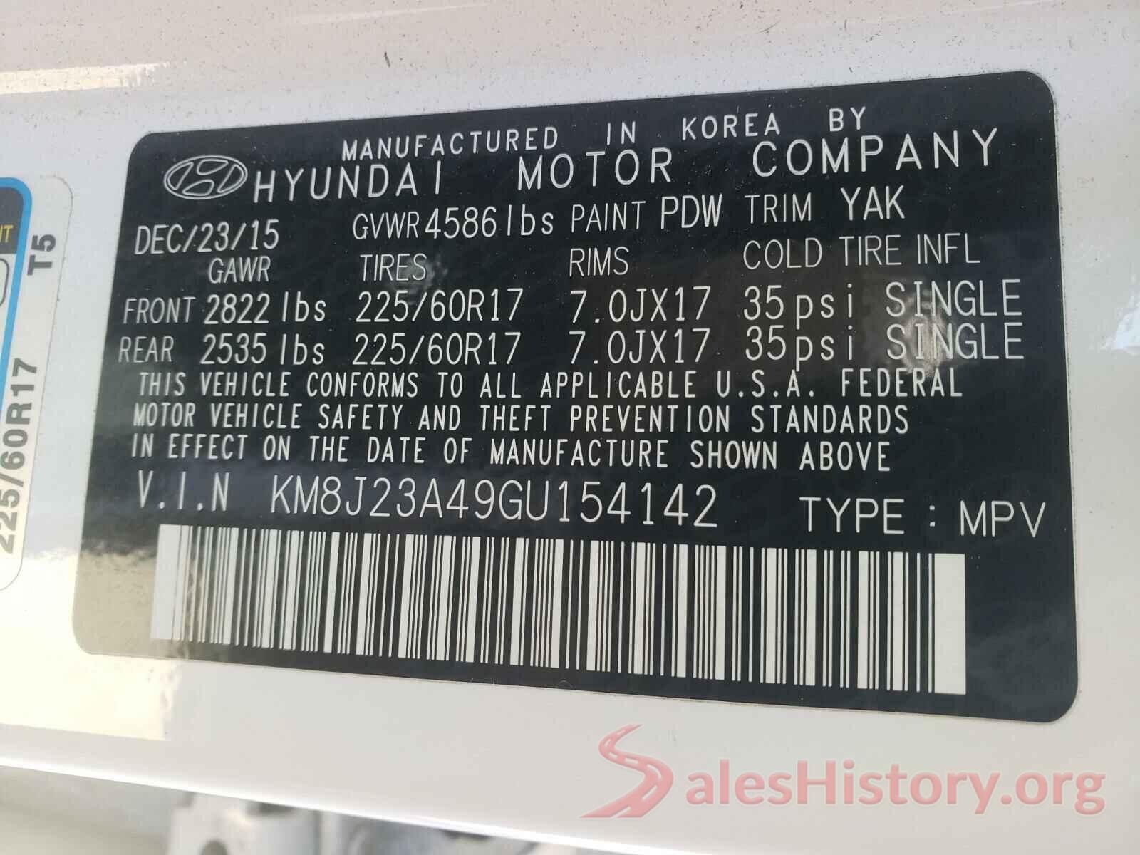 KM8J23A49GU154142 2016 HYUNDAI TUCSON