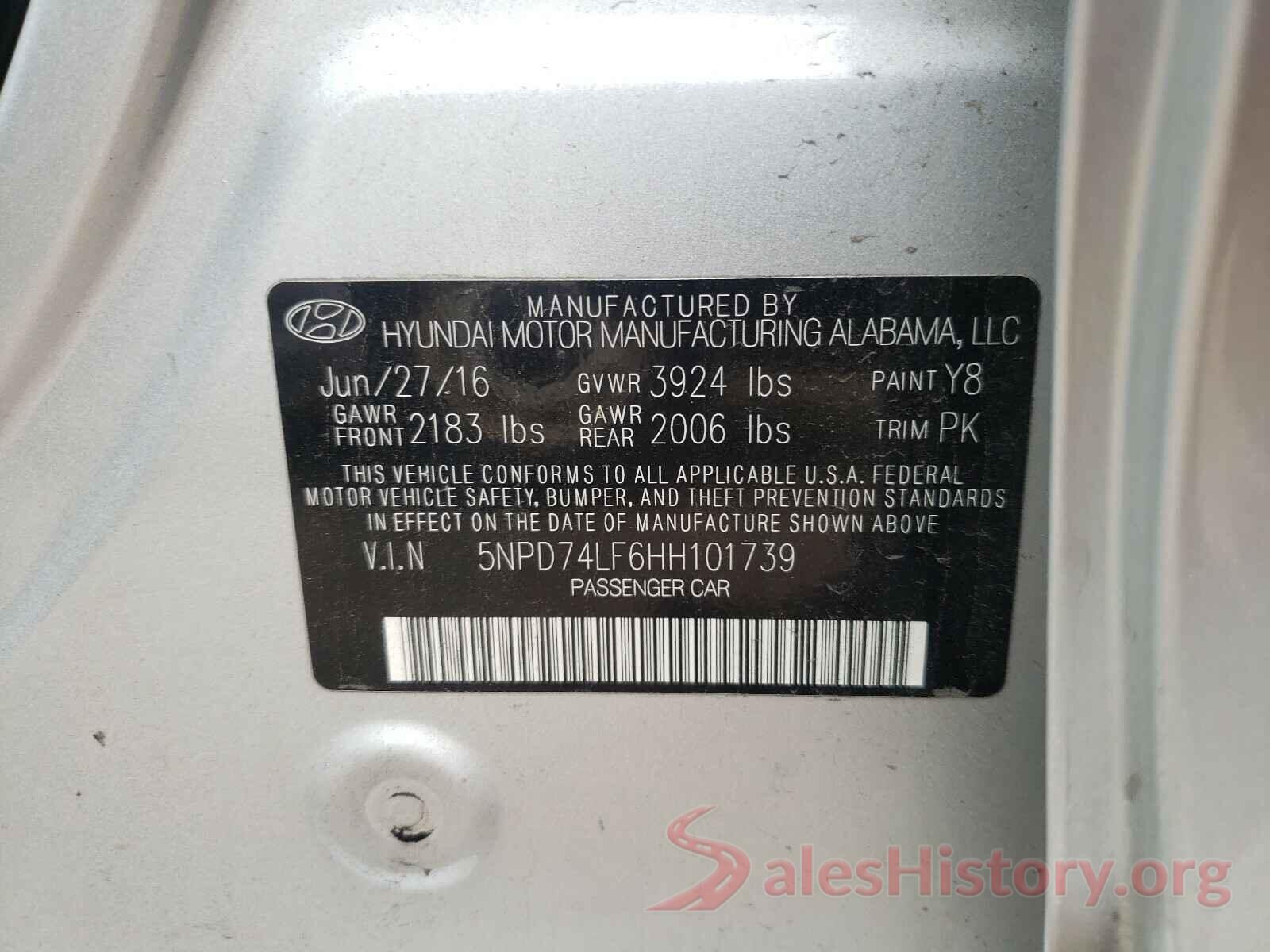 5NPD74LF6HH101739 2017 HYUNDAI ELANTRA