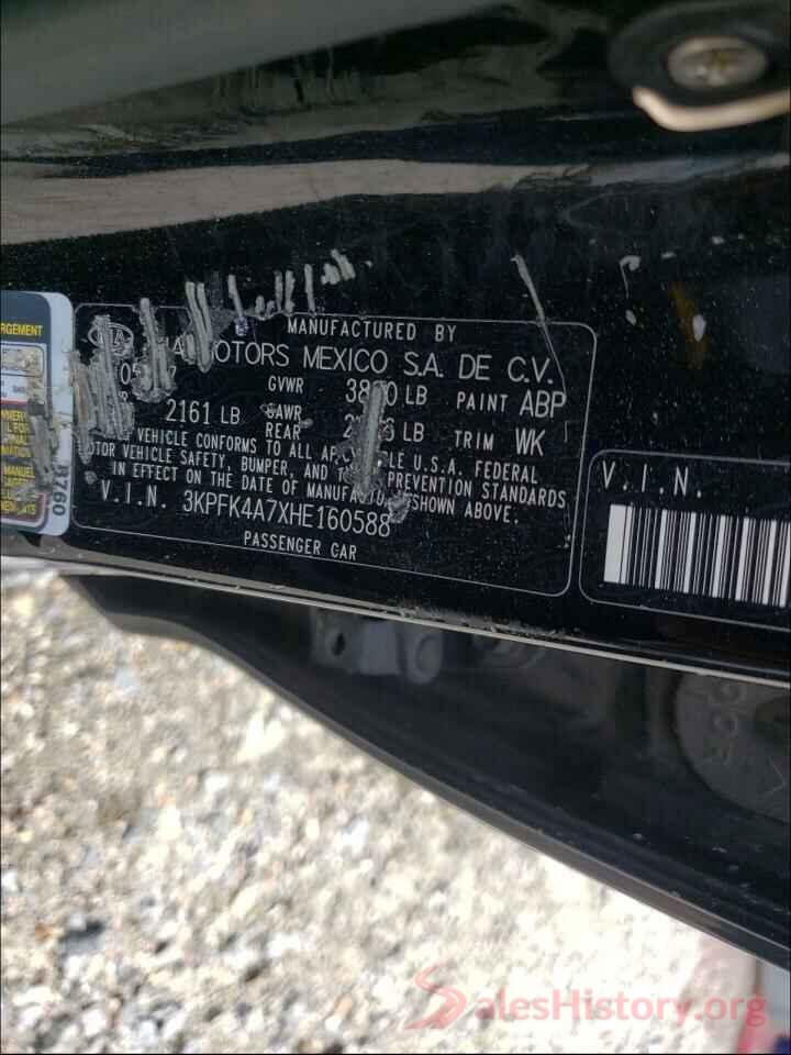 3KPFK4A7XHE160588 2017 KIA FORTE