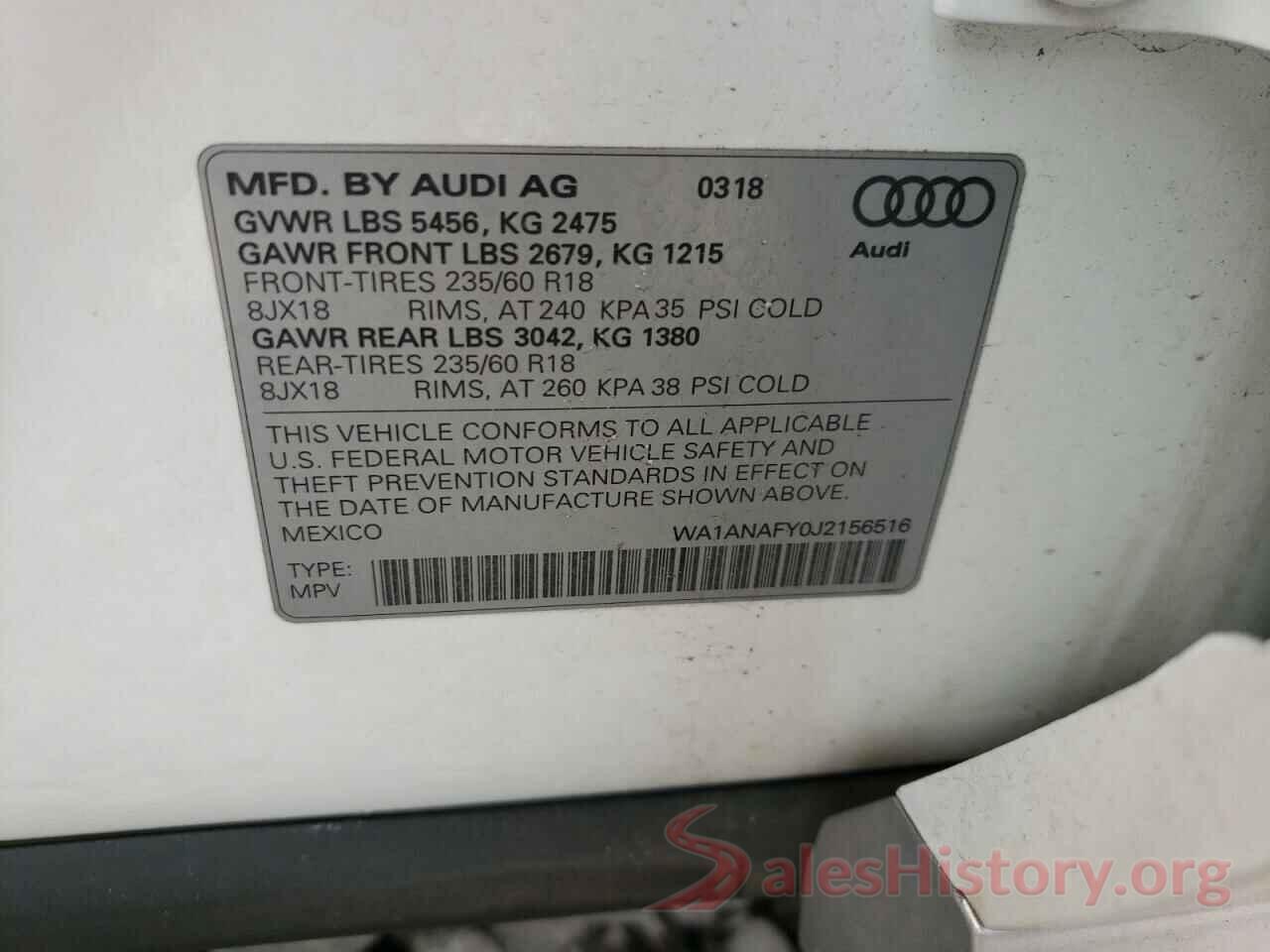 WA1ANAFY0J2156516 2018 AUDI Q5