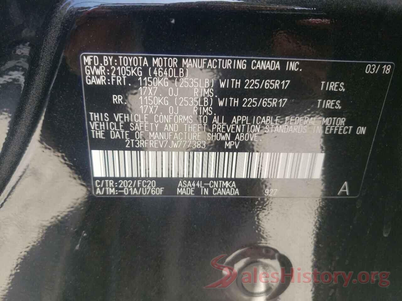 2T3RFREV7JW777383 2018 TOYOTA RAV4