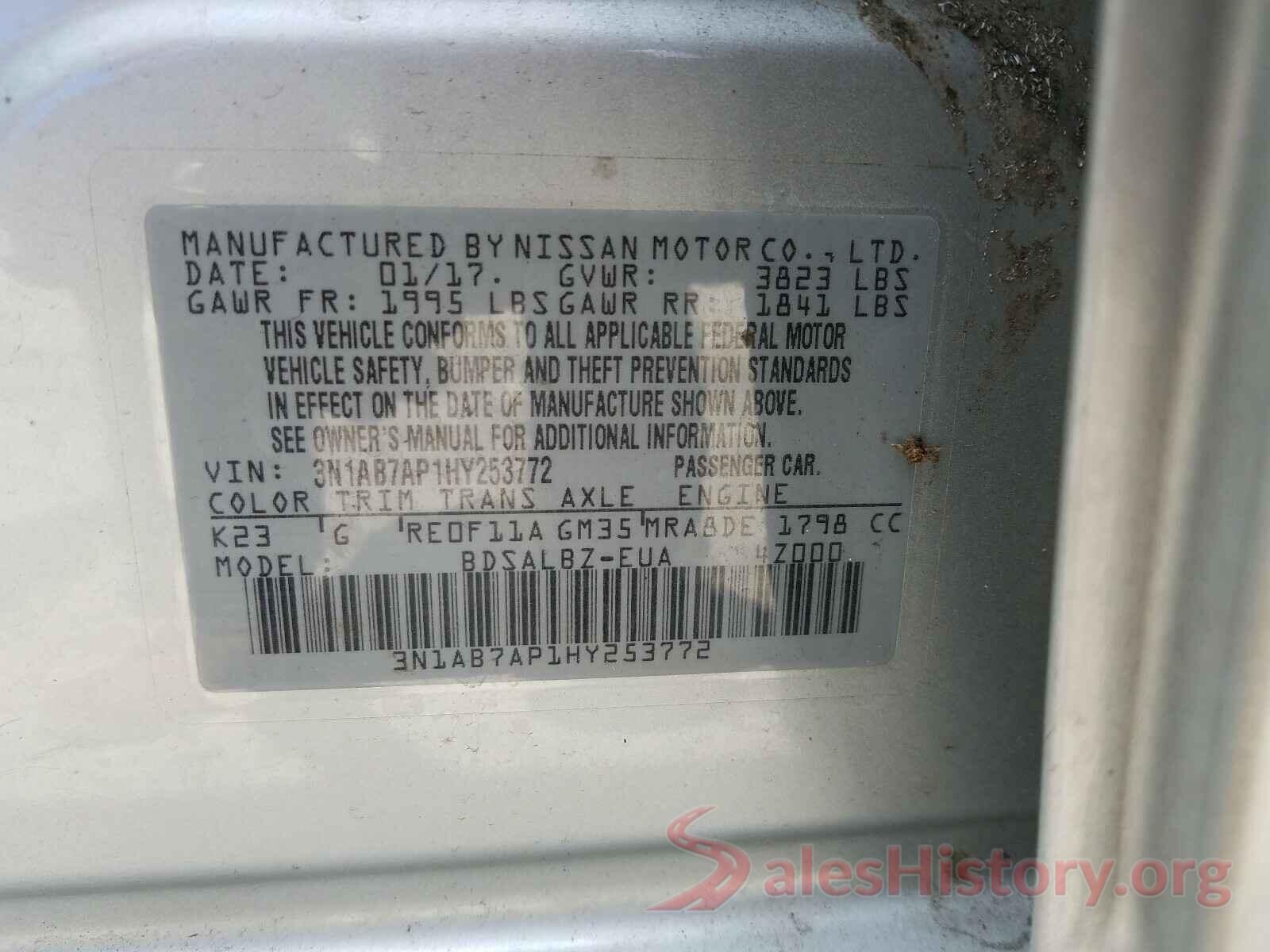 3N1AB7AP1HY253772 2017 NISSAN SENTRA