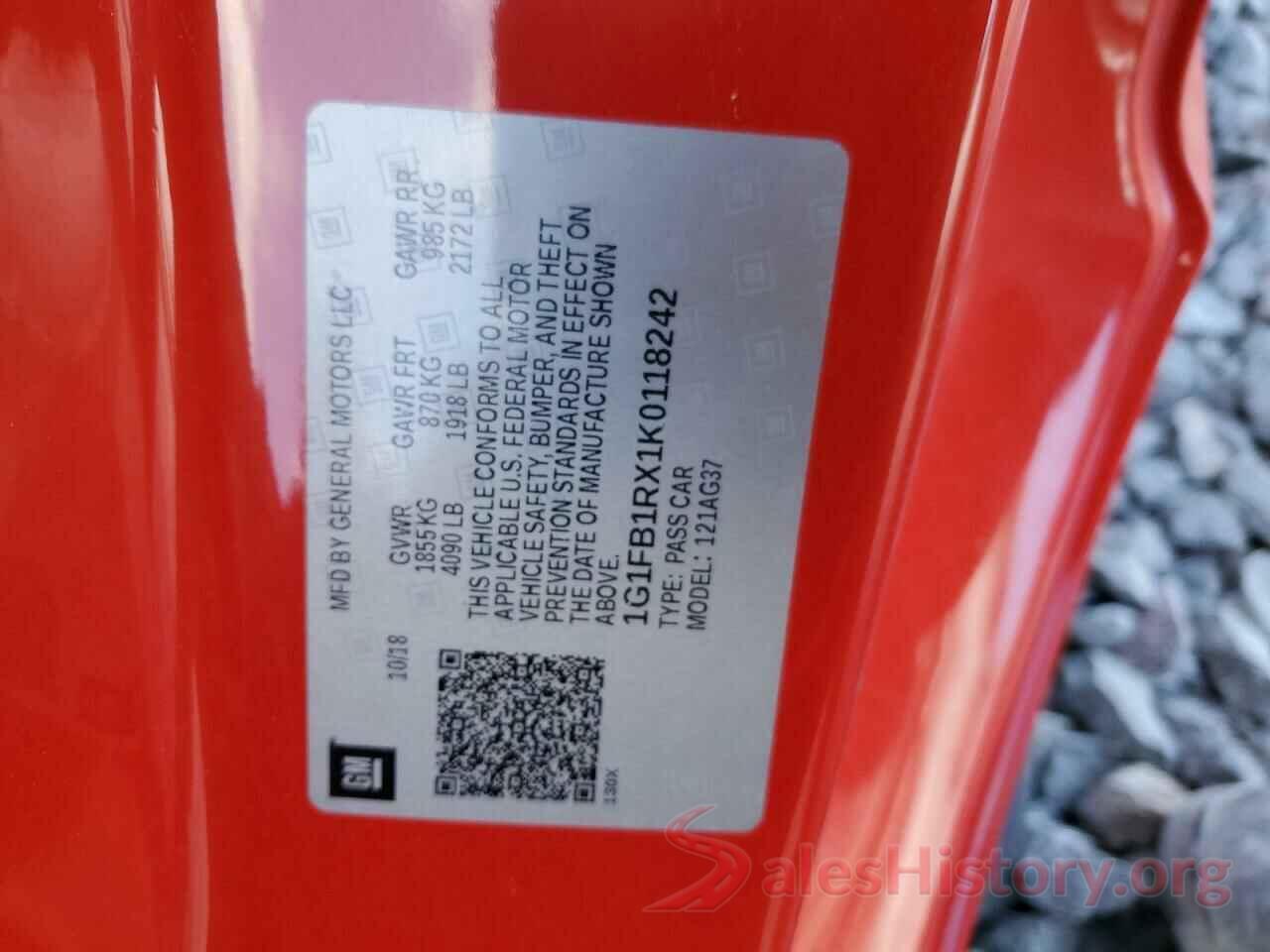 1G1FB1RX1K0118242 2019 CHEVROLET CAMARO