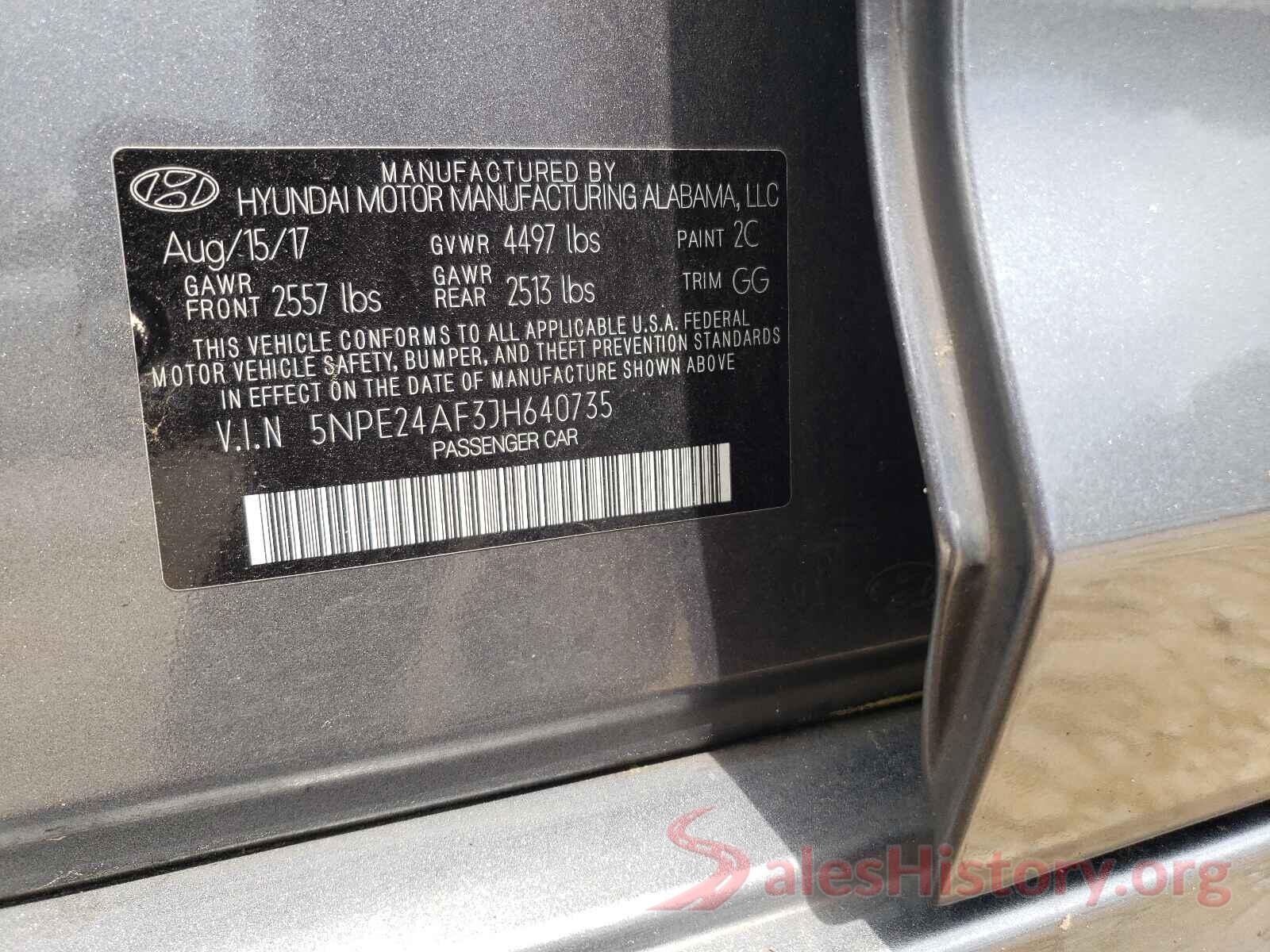 5NPE24AF3JH640735 2018 HYUNDAI SONATA