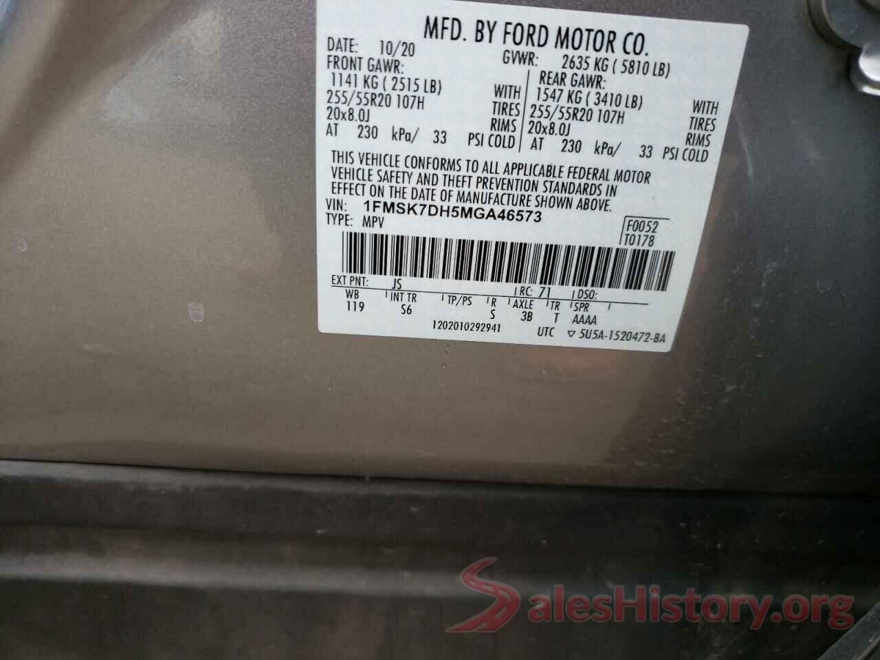 1FMSK7DH5MGA46573 2021 FORD EXPLORER