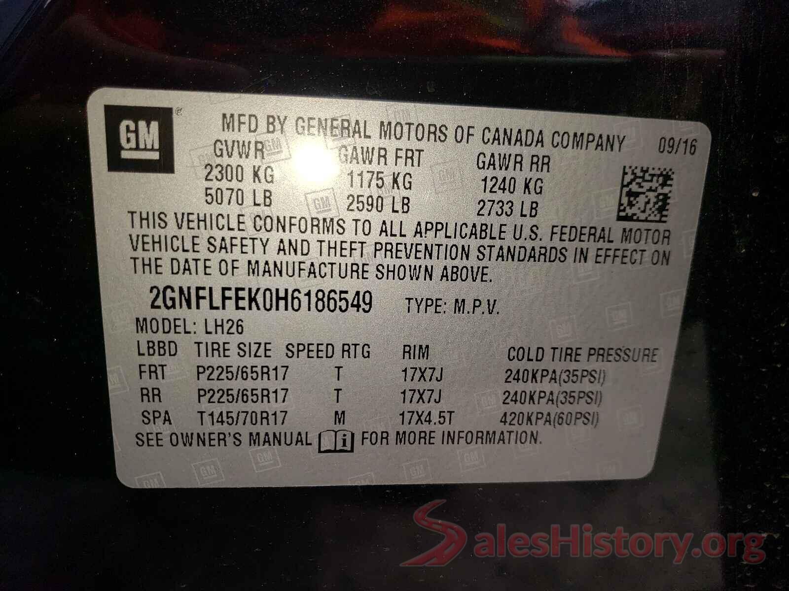 2GNFLFEK0H6186549 2017 CHEVROLET EQUINOX