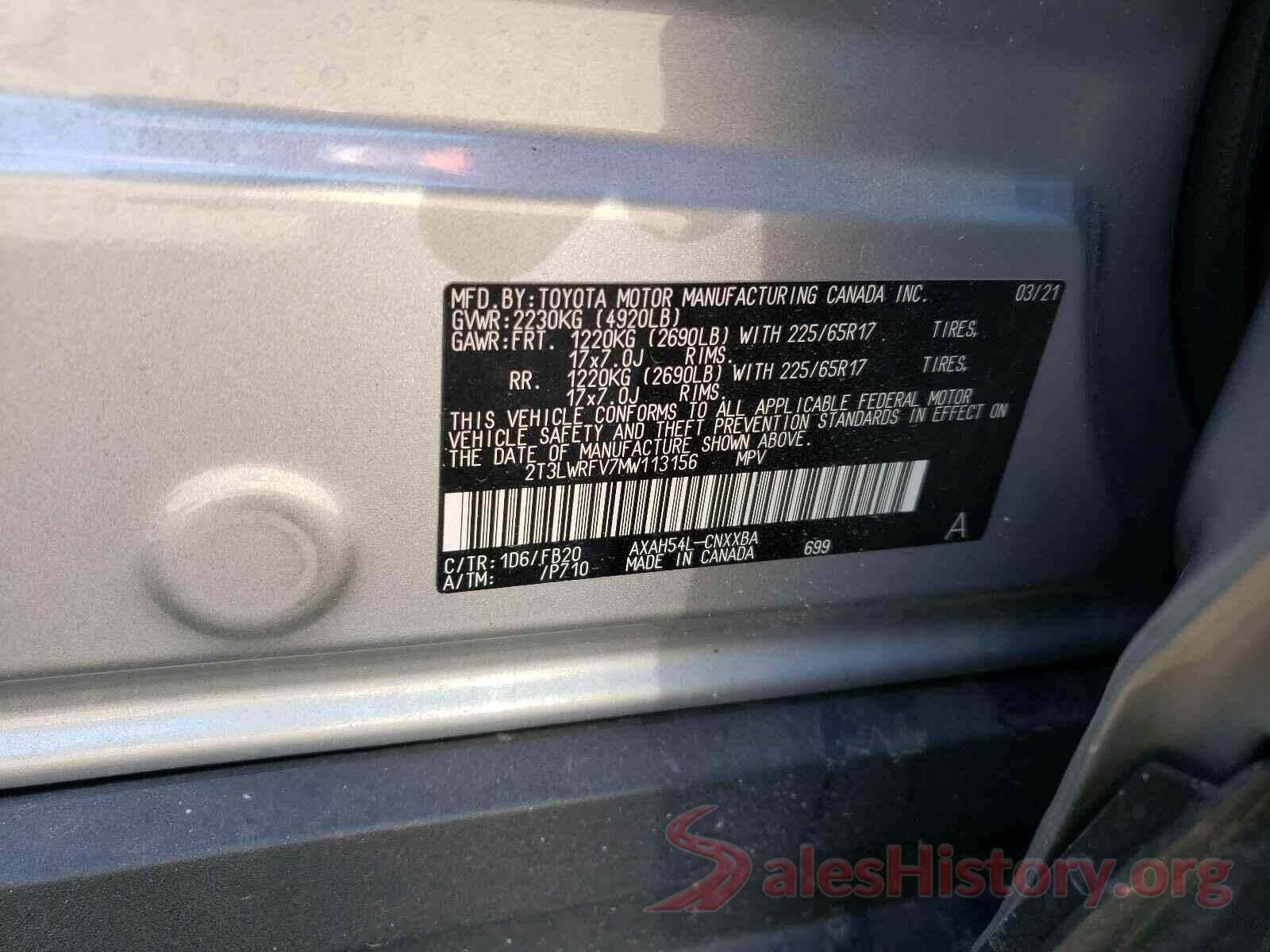 2T3LWRFV7MW113156 2021 TOYOTA RAV4