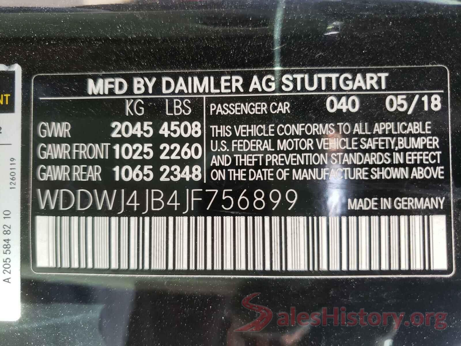 WDDWJ4JB4JF756899 2018 MERCEDES-BENZ C-CLASS