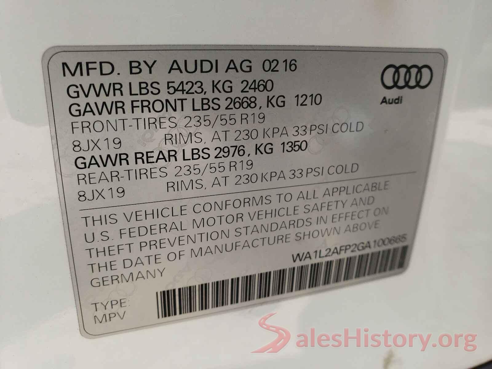 WA1L2AFP2GA100665 2016 AUDI Q5