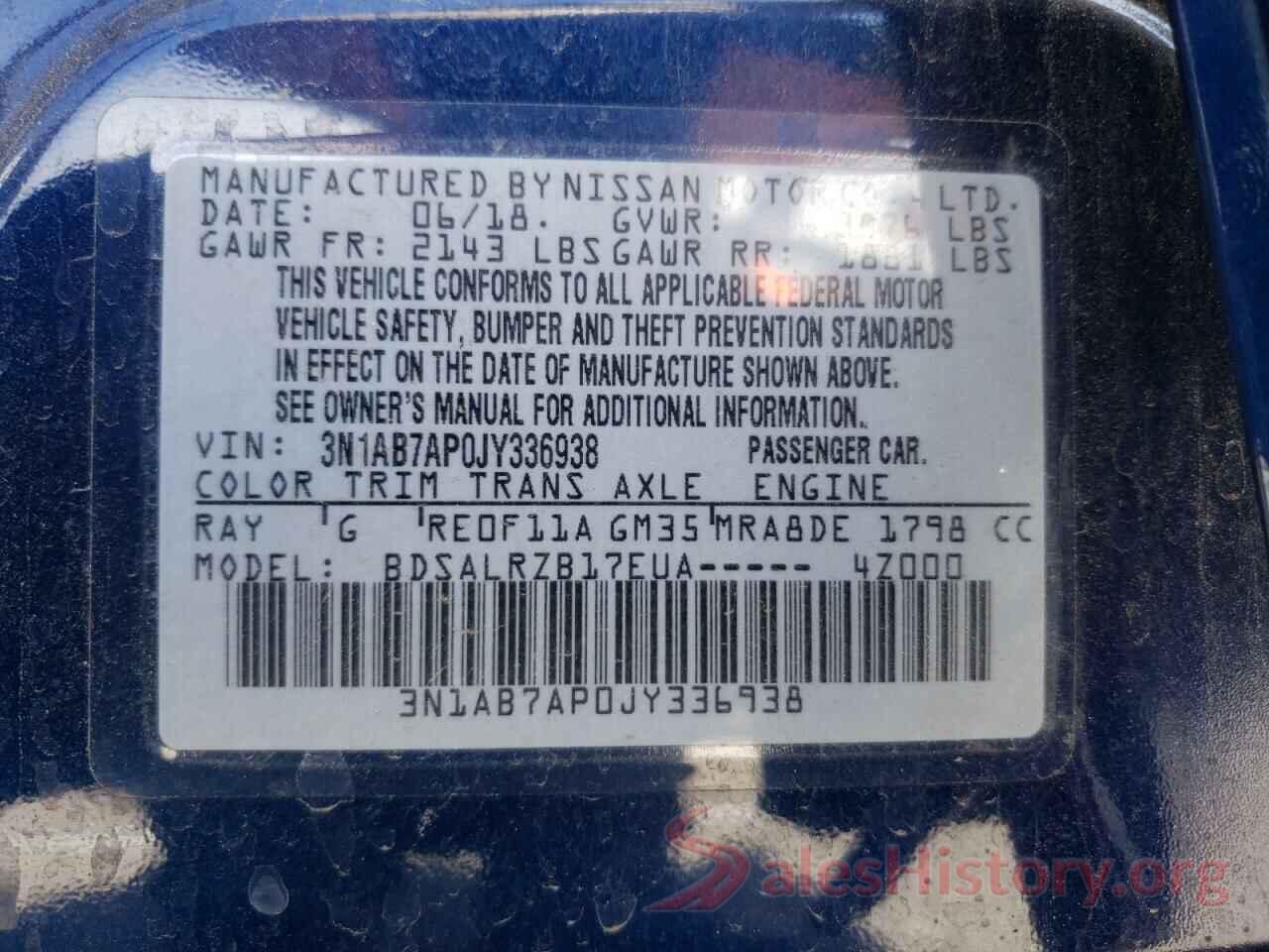 3N1AB7AP0JY336938 2018 NISSAN SENTRA