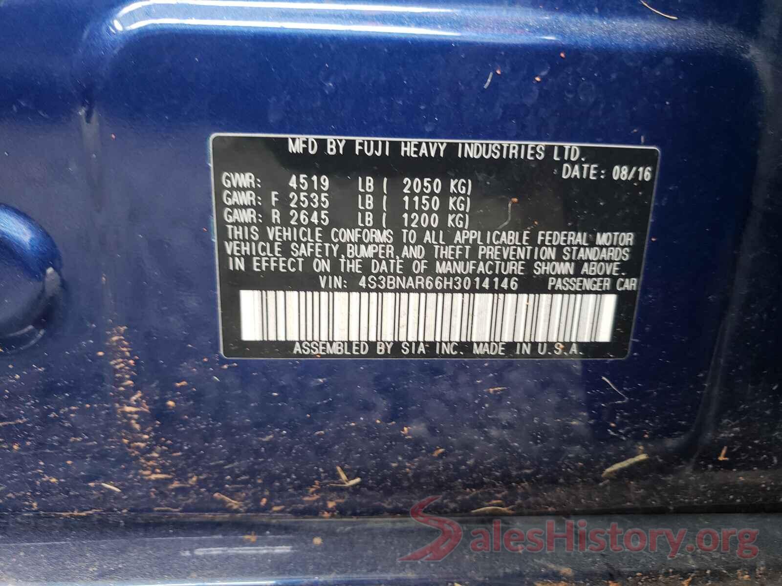 4S3BNAR66H3014146 2017 SUBARU LEGACY