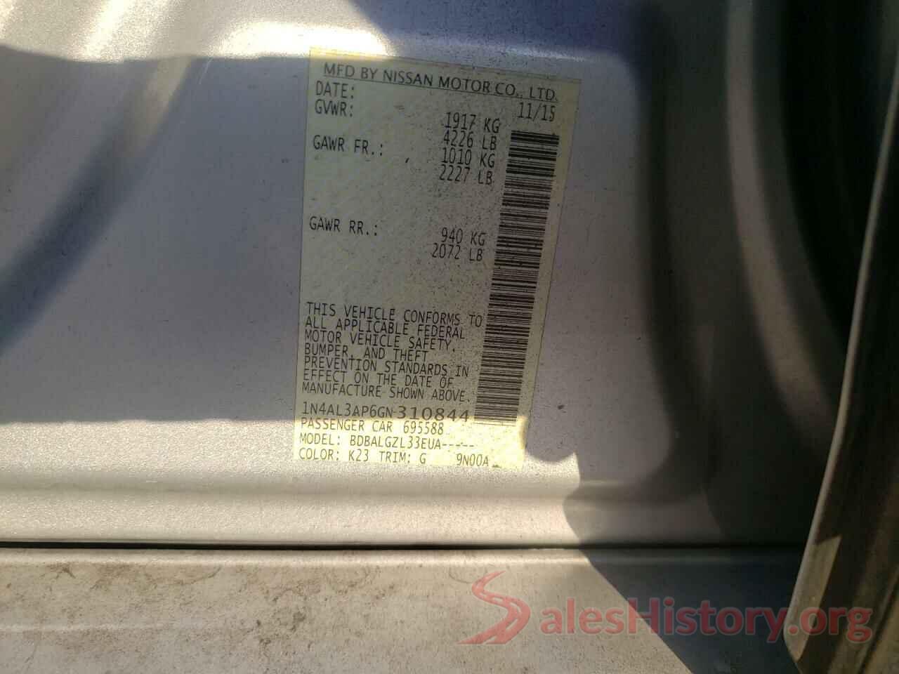 1N4AL3AP6GN310844 2016 NISSAN ALTIMA