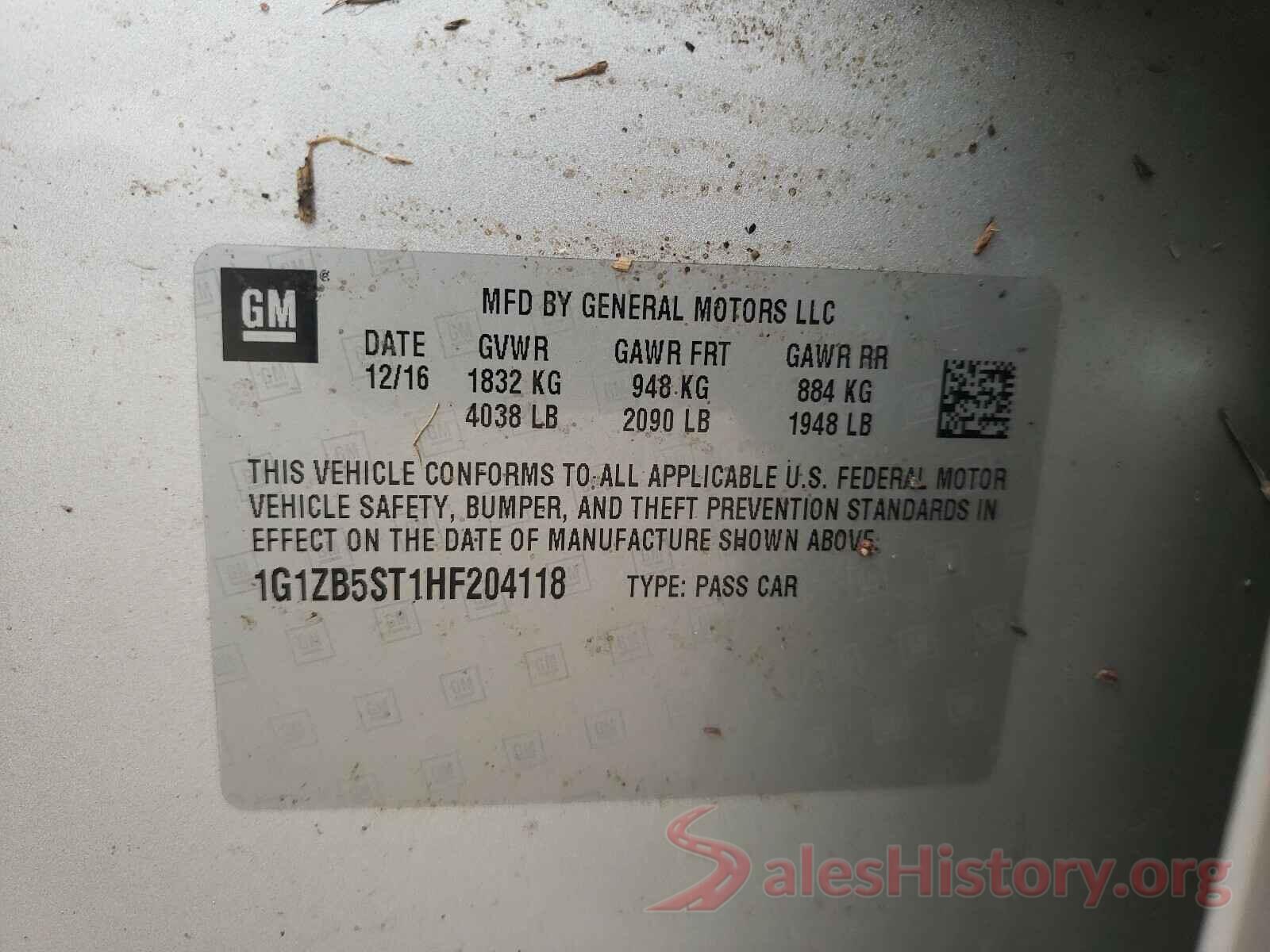 1G1ZB5ST1HF204118 2017 CHEVROLET MALIBU