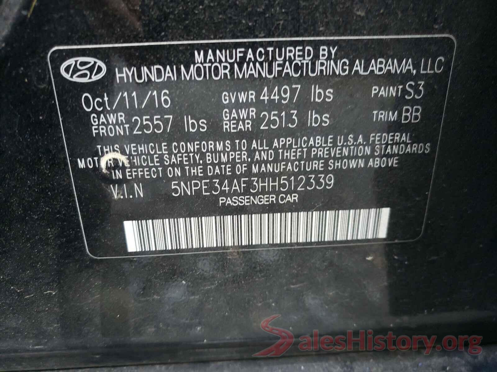 5NPE34AF3HH512339 2017 HYUNDAI SONATA