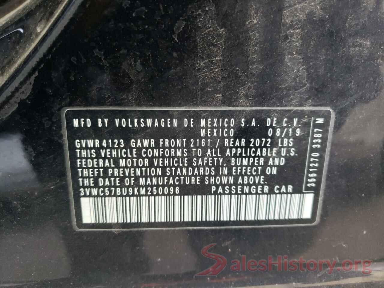 3VWC57BU9KM250096 2019 VOLKSWAGEN JETTA