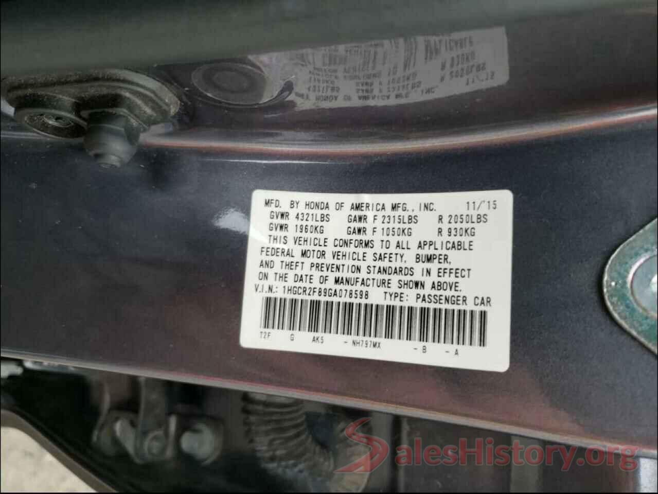 1HGCR2F89GA078598 2016 HONDA ACCORD