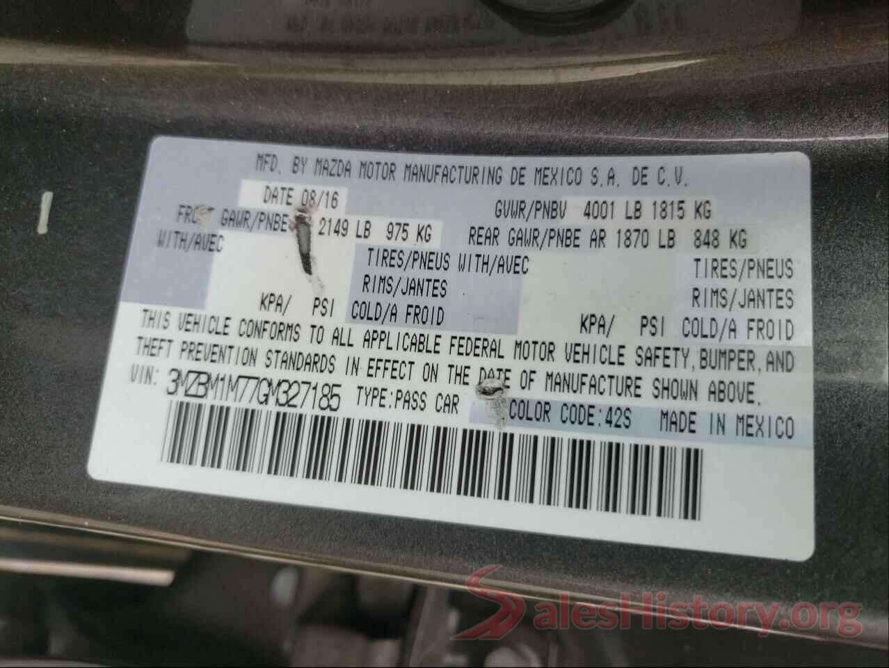 3MZBM1M77GM327185 2016 MAZDA 3